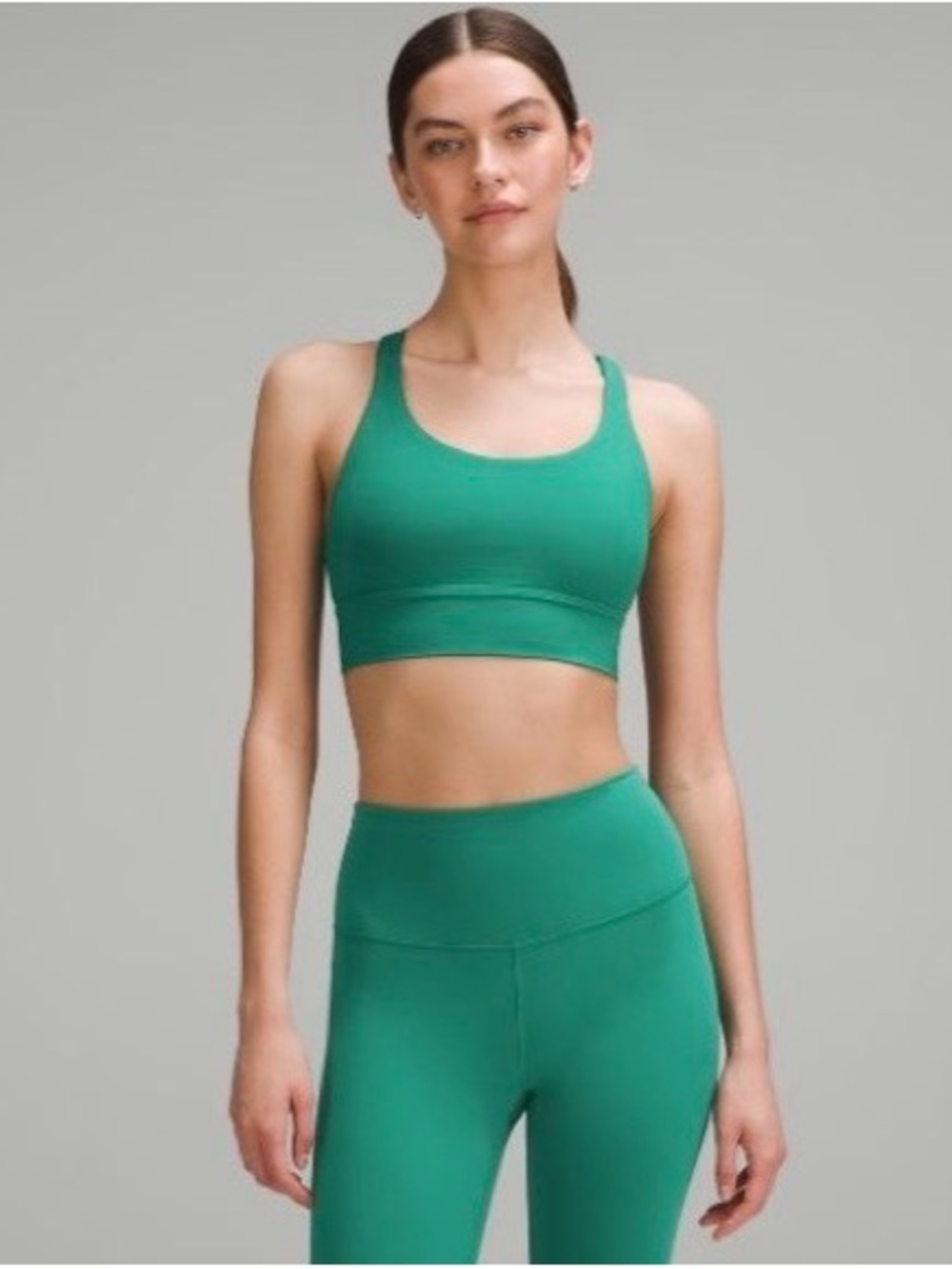 lululemon • Sz 10 • Energy Longline Bra | Cascadia Green
